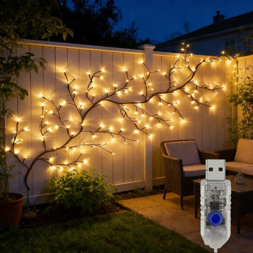 72-LED Wicker Large Branch Decorative String Lights, Warm White, LED Branch Lights, USB Powered, Adds an Elegant Ambiance to Your Walls, Suitable for Bedroom, Living Room, Walls, Parties, Festivals, Valentine's Day, Weddings, Mother's Day and Other