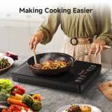 Portable Induction Cooktop, 1800W Powerful Output for Fast & Efficient Cooking, Blue LCD Display. Features 18 Power Levels, 20 Temperature Settings & Lock Function, Plus 3 Adjustable Cooking Programs.