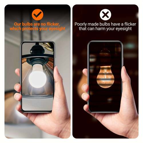 A19 LED bulb 6-pack, 14W 1500LM (100W equivalent), E26 base, selectable color temperature (3000K warm white / 5000K daylight / 6500K cool white), CRI 85+, flicker-free, long-lasting, eye-protection, non-dimmable