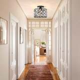 Modern Semi-Flush Mount Crystal Black Frame Ceiling Light - Semi-Recessed Installation, Suitable for Kitchen, Living Room, Bathroom, Entryway - Controller Sold Separately