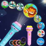 Mini Projector Flashlight with 3 Projection Slides, 24 Patterns including Animals, Dinosaurs, Vehicles, Space & More, Halloween Gift