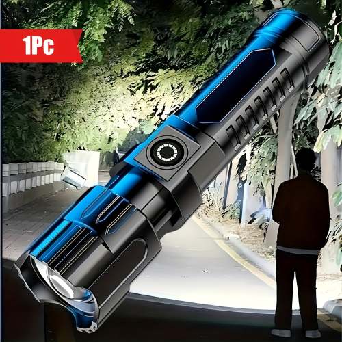 BaiHuBri Super Bright Flashlight, USB Rechargeable Telescopic Zoom Wide Beam, Handheld Adjustable Light Spot, 150 Lumen 200M Range, Emergency Backup Camping Gear, Essential for Home Emergency