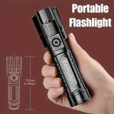 BaiHuBri Super Bright Flashlight, USB Rechargeable Telescopic Zoom Wide Beam, Handheld Adjustable Light Spot, 150 Lumen 200M Range, Emergency Backup Camping Gear, Essential for Home Emergency