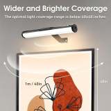 Battery-powered picture frame light, wireless magnetic wall light - 3-color dimmable, touch control and remote control function, timer, USB rechargeable, suitable for art display, bedroom reading night light or camping use (no wiring required)