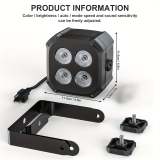 Mini stage light, available in 1, 2 or 4-pack, equipped with four 15W LED Par lights. These lightweight RGBW 4-in-1 LED stage lights feature DMX512 and sound-activated functions, suitable for home use, parties, performances and events.
