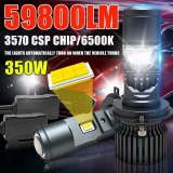 Automotive 2PCS LED Car Lights - H4/9003/HB2 - 59800LM, 350W High/Low Beam, 6500K Cool White Light, Suitable for Various Environments, Ultra-High Cooling Fan, Plug-and-Play, No Battery Needed