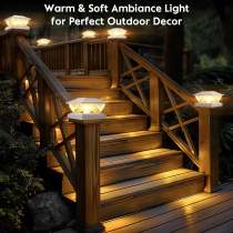 Outdoor Solar Light - 8-Pack Installation - 12-Pack Installation 2 Types of Solar Fence Lights, Suitable for 4x44.5 X4.55x5 Wood and Vinyl Posts, Solar Deck Light Suitable for Front Porch Patio Decoration, Warm White and Cool White Light