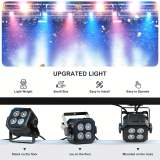 Mini stage light, available in 1, 2 or 4-pack, equipped with four 15W LED Par lights. These lightweight RGBW 4-in-1 LED stage lights feature DMX512 and sound-activated functions, suitable for home use, parties, performances and events.