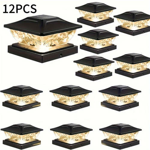 Outdoor Solar Light - 8-Pack Installation - 12-Pack Installation 2 Types of Solar Fence Lights, Suitable for 4x44.5 X4.55x5 Wood and Vinyl Posts, Solar Deck Light Suitable for Front Porch Patio Decoration, Warm White and Cool White Light