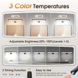 Battery-powered picture frame light, wireless magnetic wall light - 3-color dimmable, touch control and remote control function, timer, USB rechargeable, suitable for art display, bedroom reading night light or camping use (no wiring required)