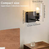 Battery Operated Wall Light Set 2/1, Rechargeable, Dimmable, Remote Control, Touch Control, USB-C Charging, Suitable for Living Room, Bedroom Black (Bulbs Included)