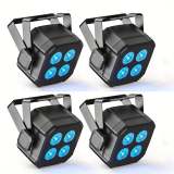 Mini stage light, available in 1, 2 or 4-pack, equipped with four 15W LED Par lights. These lightweight RGBW 4-in-1 LED stage lights feature DMX512 and sound-activated functions, suitable for home use, parties, performances and events.