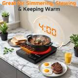 1800W Portable Induction Cooktop, Single Burner Countertop Stove, LCD Screen, 17 Power Levels / 20 Temperature Settings