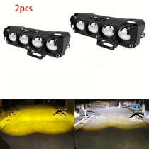 An ultra-bright 4-eye LED light bar, auxiliary light-emitting spotlight for motorcycles, white and yellow external motorcycle spot light, suitable for off-road vehicles - high-intensity dual-color white and yellow beam auxiliary light