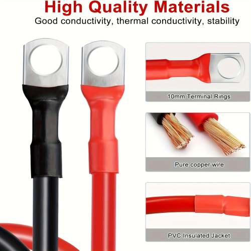 Automotive Battery Terminal with 10AWG Lead Wire – Suitable for Car Battery Tools, Battery Inverters, Positive/Negative Connections, and Jump Starter Terminals for Car, Truck & Motorcycle Batteries. Brass Construction, No Battery Required