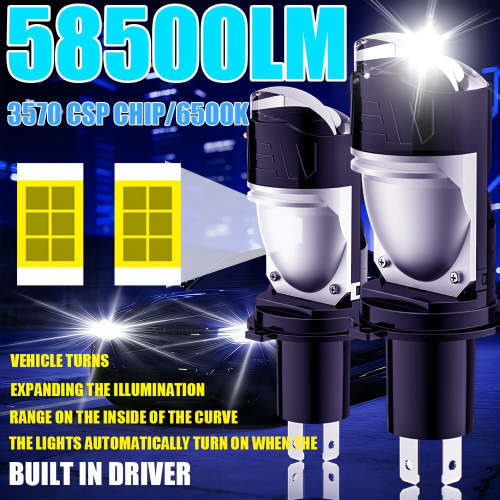 Automotive 2PCS LED Car Lights - H4/9003/HB2 - 58500LM, 6500K Cool White Light, Car Headlights, Suitable for All Environments, Ultra-High Cooling Fan, CANbus Plug-and-Play System, No Battery Needed, High/Low Beam