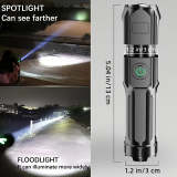 1 Piece 400mAh/800mAh Ultra-Bright Zoomable Flashlight, Compact, Rechargeable Long-Distance IPX4 Durable LED Light, Adjustable Zoom Light for Outdoor & Home Use