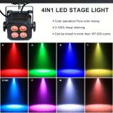 Mini stage light, available in 1, 2 or 4-pack, equipped with four 15W LED Par lights. These lightweight RGBW 4-in-1 LED stage lights feature DMX512 and sound-activated functions, suitable for home use, parties, performances and events.