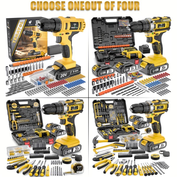 20V Cordless Drill Set 30|88|136|148pcs Electric Drill ToolBox Set | Cordless Rechargeable Electric Drill Tool Set, Equipped 1 Or 2 Battery, Hand Tools, Pliers, Bits Set, Suitable Construction, Industry & Home Decoration, Men's Gift, The Best Gift