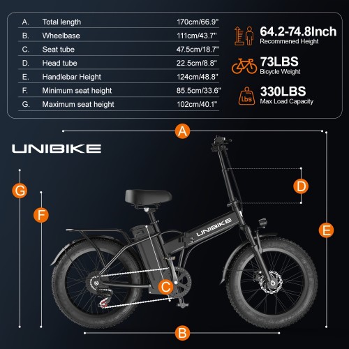 Adult Off-Road Electric Bike, 748W Peak Power Motor, Folding Electric Bike, 20x4-inch Fat Tyre Electric Bike, Fitted With A Built-in 48V Removable Battery, 7-speed Commuter Electric Bike, 80-mile Range