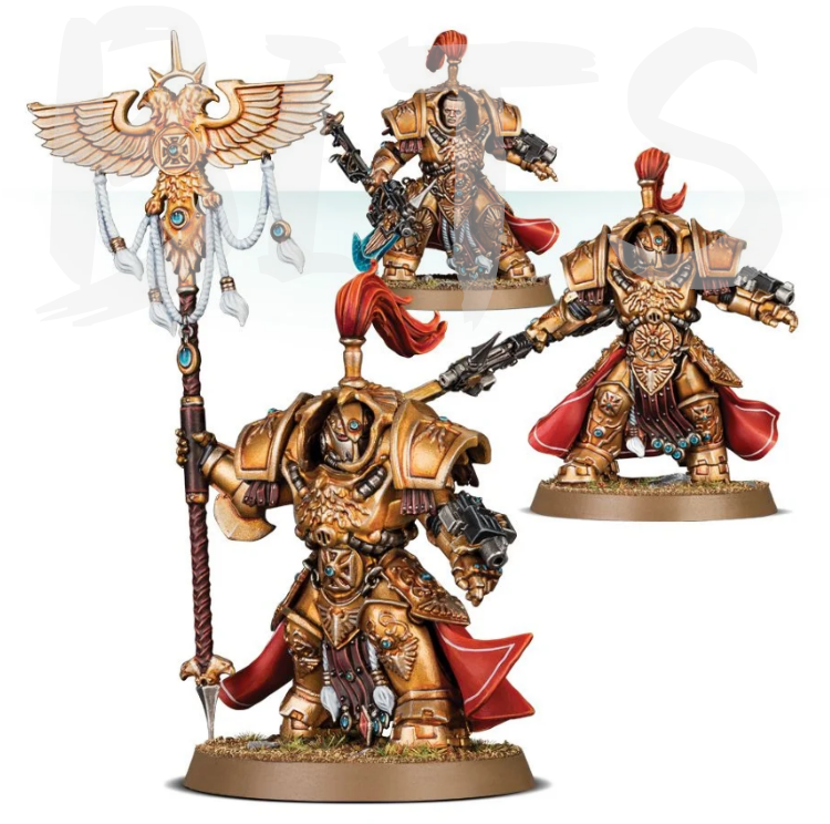 Adeptus Custodes Vexilus Praetor in Allarus Terminator Armour / Shield-Captain in Allarus Terminator Armour/Allarus Custodians bits