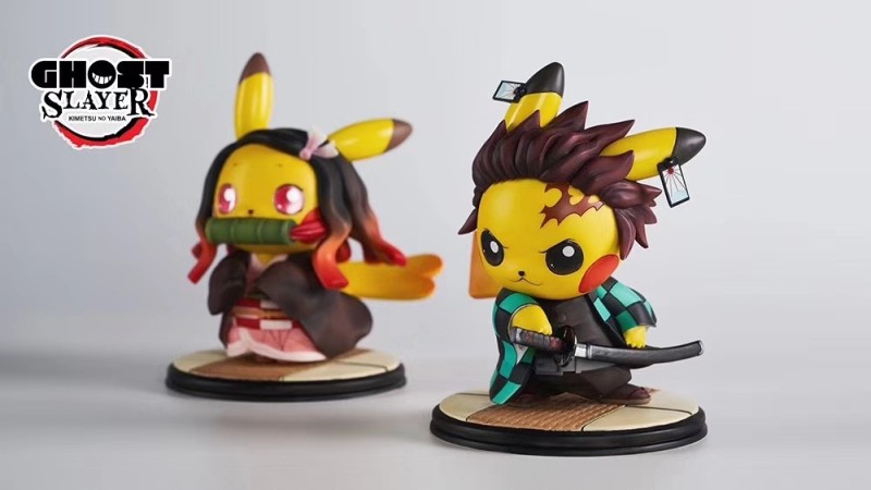 【Pre order】GHOST Pikachu Cos ​Demon Slayer: Kimetsu no Yaiba Kamado Nezuko ​​​ Tanjirou ​Resin Statue Deposit