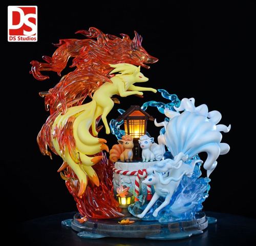 【In Stock】DS Studio Pokemon Fire and Ice Ninetales Family ​Resin Statue