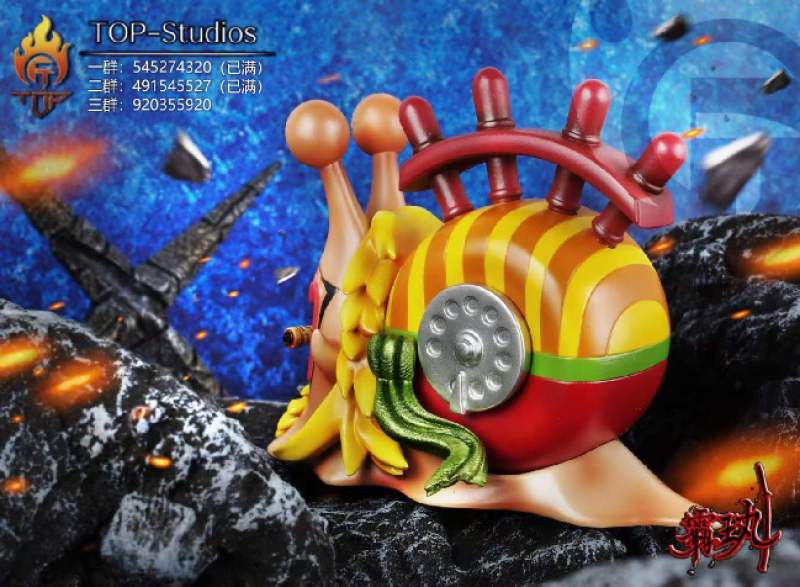 【Pre order】TOP Studio One-Piece Eustass Kid，Lucci，Shiki，Hawkins Den Den Mushi Resin Statue Deposit