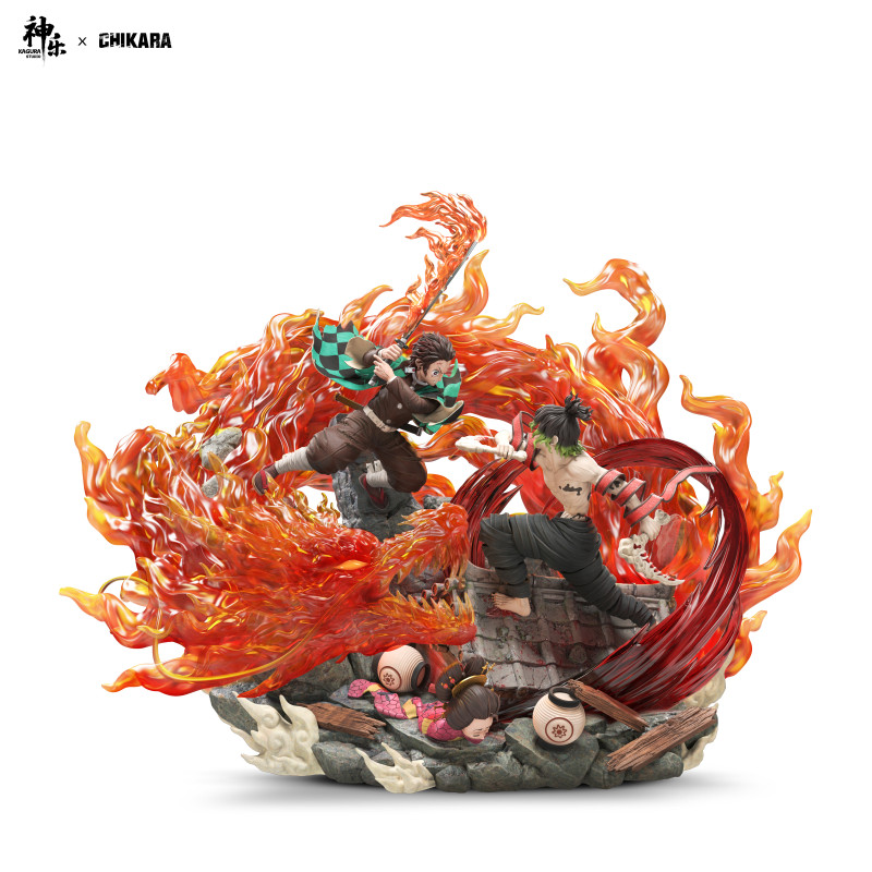 【Pre order】KAGURA STUDIO x CHIKARA STUDIO Demon Slayer Kamado Tanjirou vs Gyuutarou Resin Statue Deposit