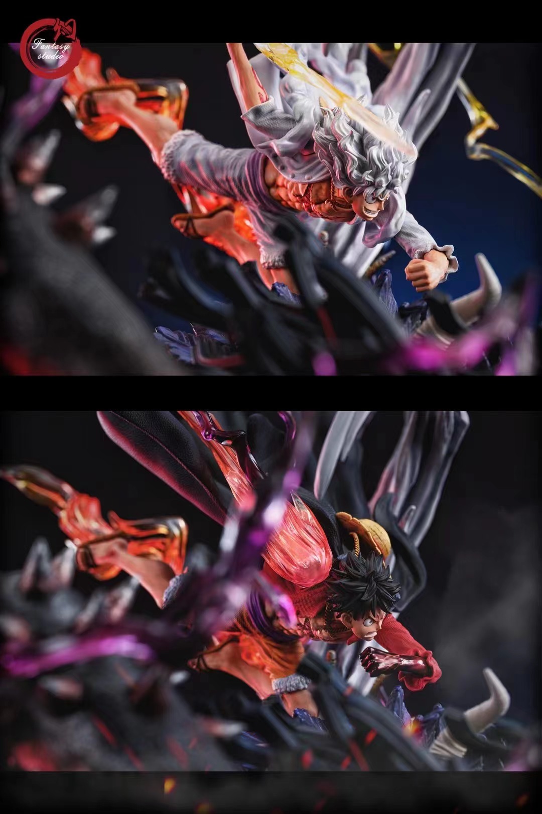 SH Studio One Piece Gear 5 Nika Monkey Luffy VS Kaido Resin LED Statue  Preorder