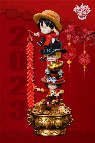 【Pre order】HZ Studio One Piece Luffy&Ace&Sabo Three brothers Happy New Year Resin Statue 