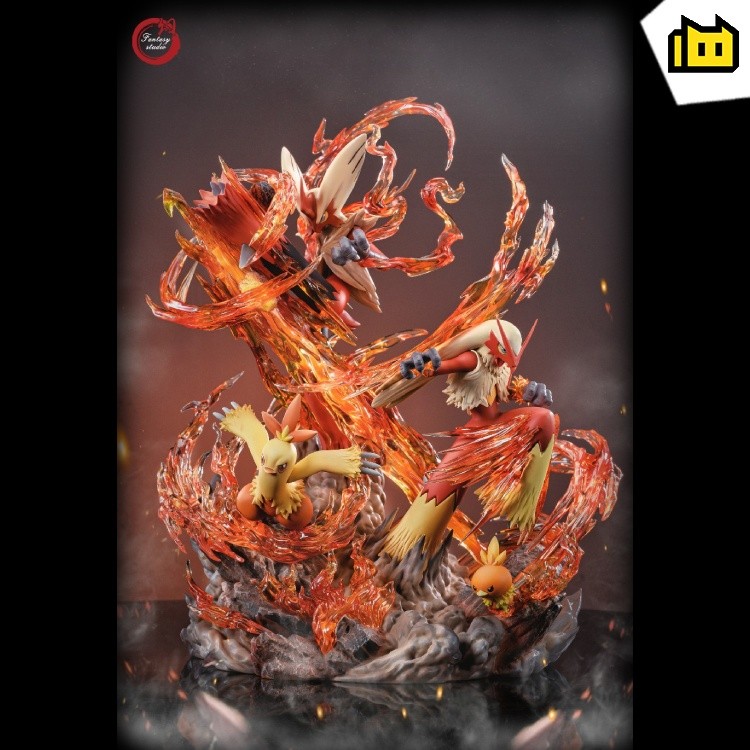 【In Stock】Fantasy studio Pokemon GX Evolutionary group Blaziken Resin Statue