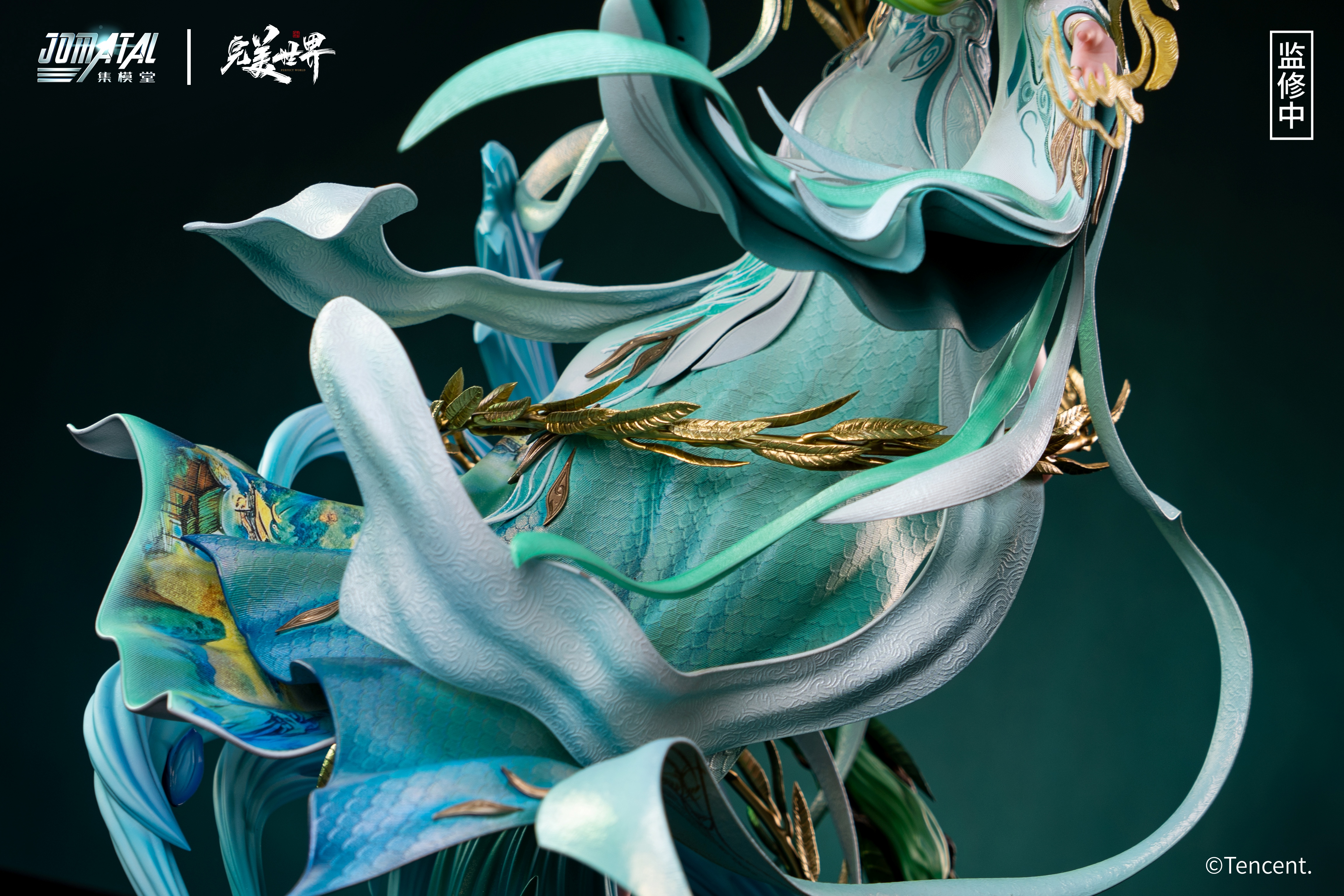 Landscape printing detail on Liu Shen’s robe, 1/4 Perfect World resin statue