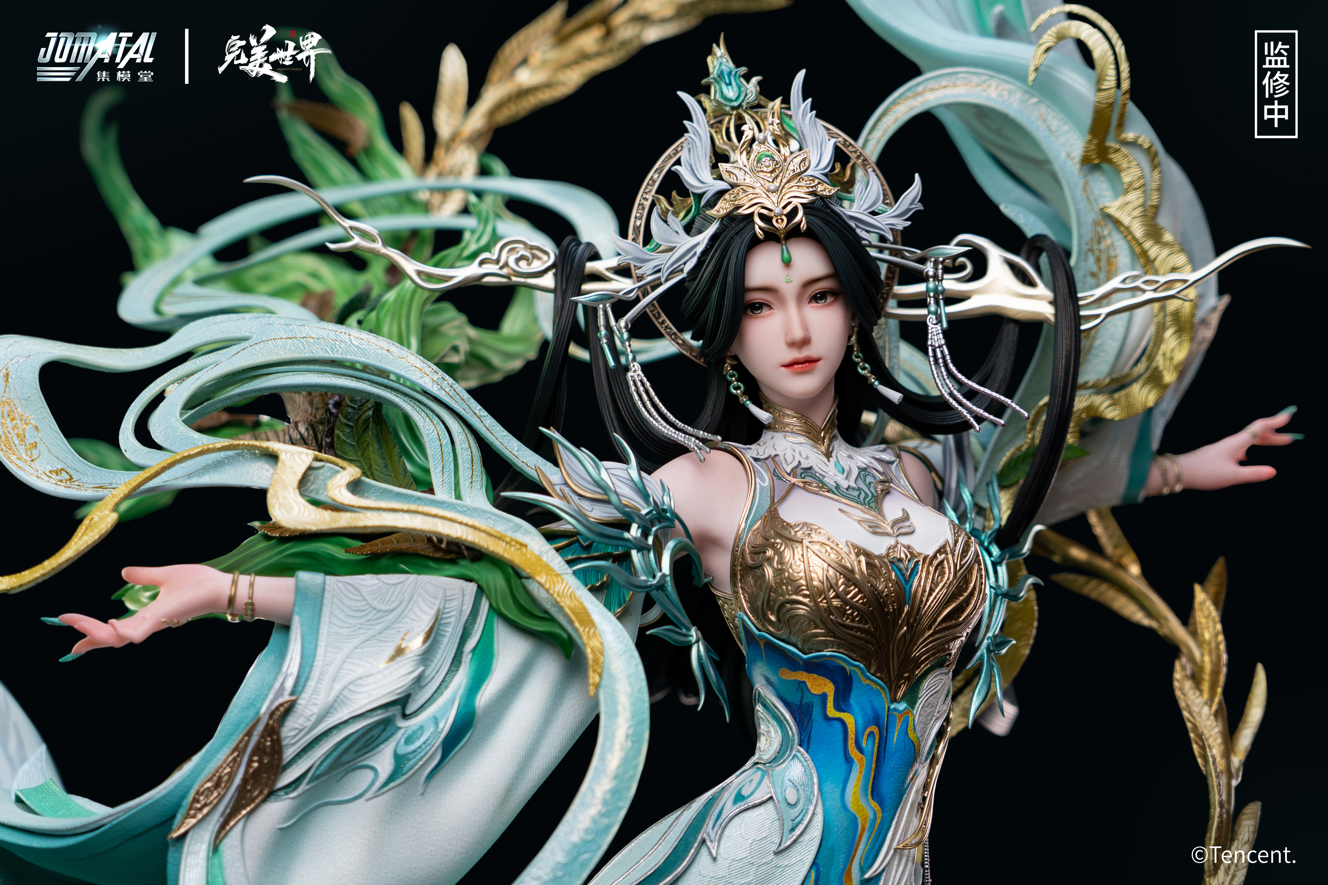 Dynamic flowing ribbon detail of JOMATAL Liu Shen 1/4 scale statue