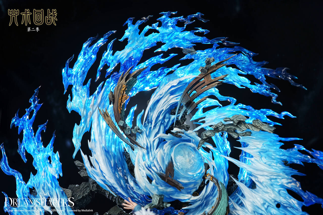 Dreamshapers Gojo Satoru statue blue energy effect close-up