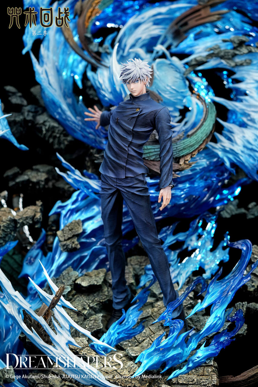 Close view of Dreamshapers Gojo Satoru 1/6 statue sculpt and facial details