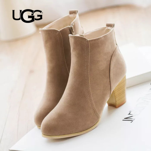 UGG autumn and winter new thick-heeled suede short-tube women's boots