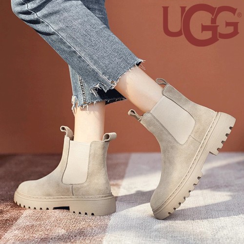 UGG Women Elastic Slip-on Comfortable Platform Casual Chelsea Boots