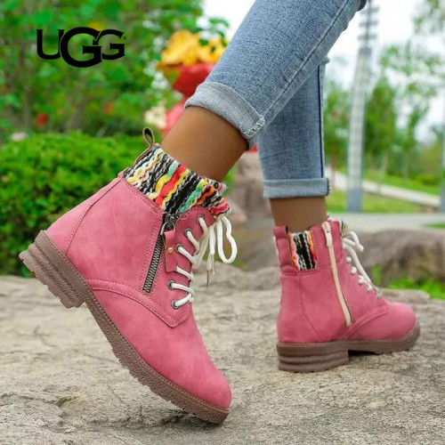 UGG Women Solid Color Lace Up Zipper Casual Splicing Knitted Short Bootsft Footbed Orthopedic Shoes （ 𝗯𝘂𝘆 𝟮 𝗴𝗲𝘁 𝟭𝟬% 𝗼𝗳𝗳）