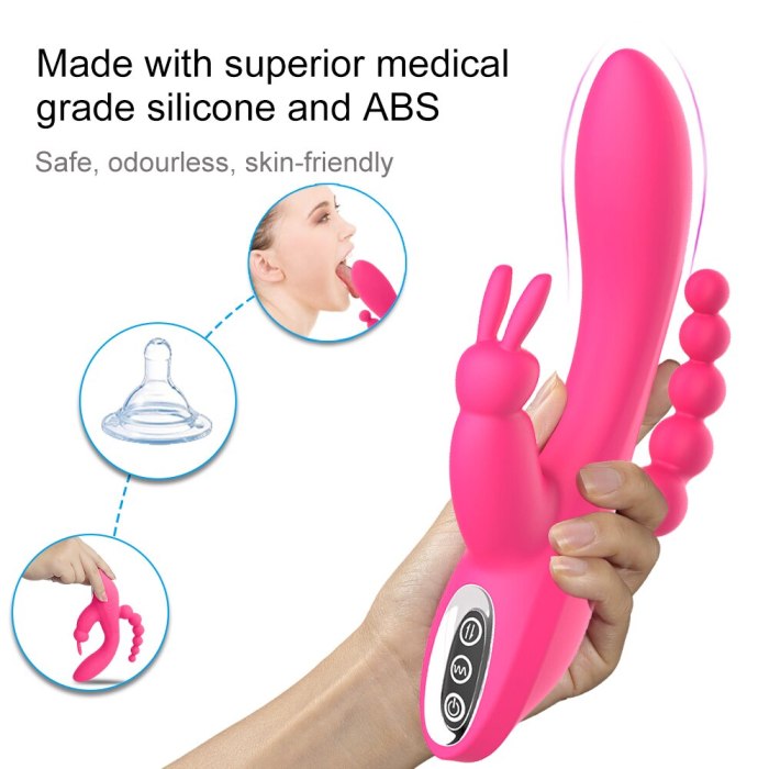 3 in 1 G-Spot Rabbit Anal Vibrator Adult Sex Toys with 7 Vibrations for Women Rechargeable Clitoris Vagina Stimulator Massager