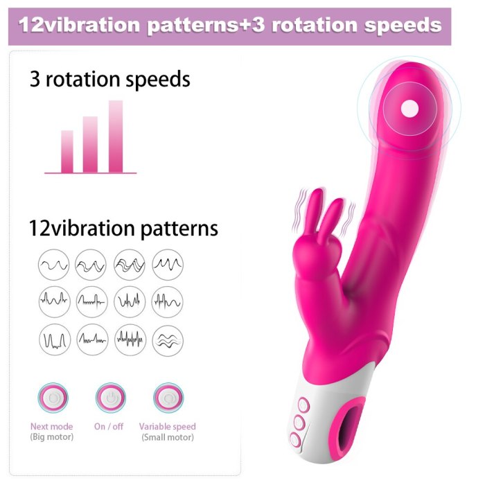 Dildo Rabbit Vibrator for Vagina G spot Simultion 12 Vibration Modes G Spot Vaginal Massager for Women Clitoris Stimulation