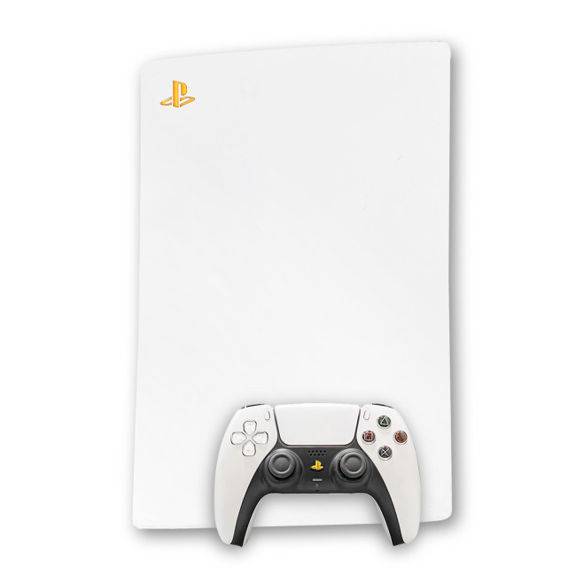 Logo Underlay Sticker for PS5 Console & PS Logo/Button Vinyl Decal for PlayStation 5 DualSense Controller (Yellow)