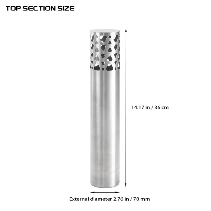 Φ7cm x36cm (Φ2.76in x 14.17in) | スパークアレスター付き頂部煙突  | POMOLY