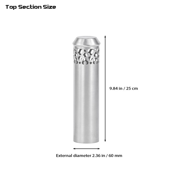Φ6cm x 25cm (Φ2.36in x 9.84in) 頂部チタン煙突  |スパークアレスター付き  |  POMOLY