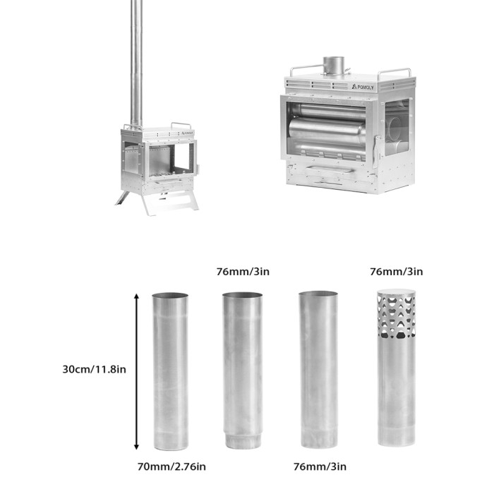 Φ7.6cm x 30cmチタン煙突 | 中部煙突(Φ3in x 11.8in)   | POMOLY 新商品 2025