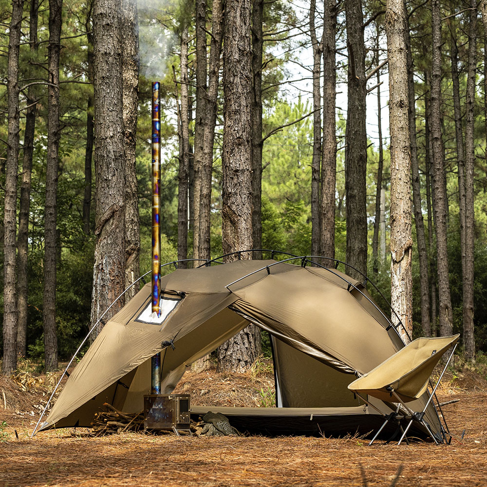 POMOLY Ti （限定 ）折り畳み式 チタンテントストーブ 厚さ0.6 mm 3メートル煙突付き POMOLY Ti 折り畳み式 チタンテントストーブ | 厚さ0.6 mm | 3メートル煙突