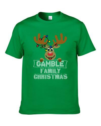 Gamble Family Christmas Reindeer Knitted Look Christmas T Shirt