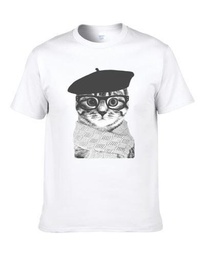 Designer French Cat Glasses Beret Hat Scarf Hipster Shirt