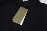 Gucci 23ss early spring new satin letter Logo short-sleeved shirt Black 6.26
