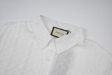 Gucci 23ss early spring new satin letter Logo short-sleeved shirt White 6.26